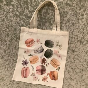 Floral Macarons Polycanvas Tote Bag NWT 13.75x 15.25”